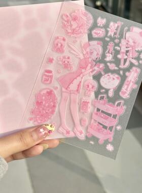 「恋色病栋」共生虫插画师原创镜音铃星星闪光膜双透贴纸便签吧唧