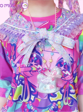 原宿风彩虹假领-SWEET&SOUR原创手作蕾蕾洛丽塔地偶穿搭配饰假领