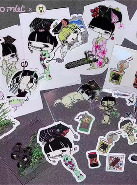 遗恨-7点45插画师原创二次元动漫oc滴胶贴纸磨砂亚克力挂件吧唧