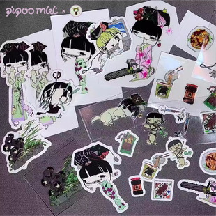 遗恨-7点45插画师原创二次元动漫oc滴胶贴纸磨砂亚克力挂件吧唧