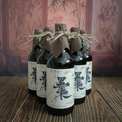 黑米酒 陕西洋县特产阡糯黑米酒谢村桥牌500ml半甜型10度