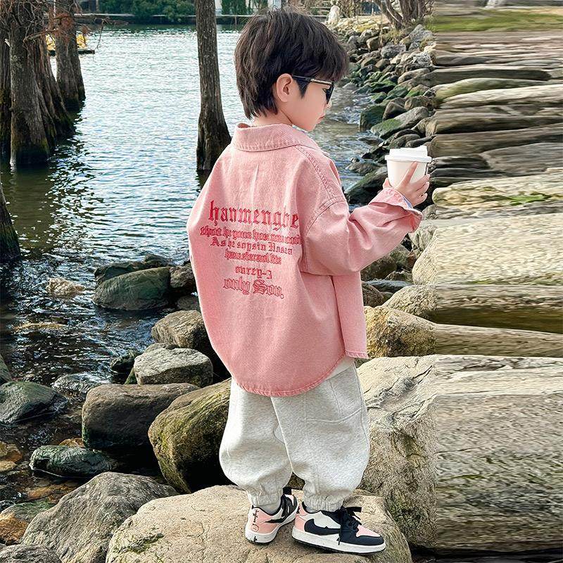 男童春装2025新款外套牛仔儿童春秋款洋气衬衫男孩春季帅气薄款潮图片