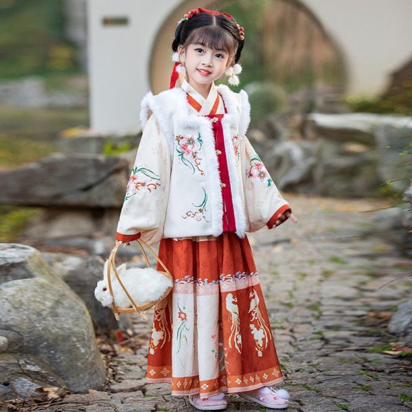 汉服女童冬装新年服冬季中国风拜年衣服改良唐装冬款加厚女孩古装