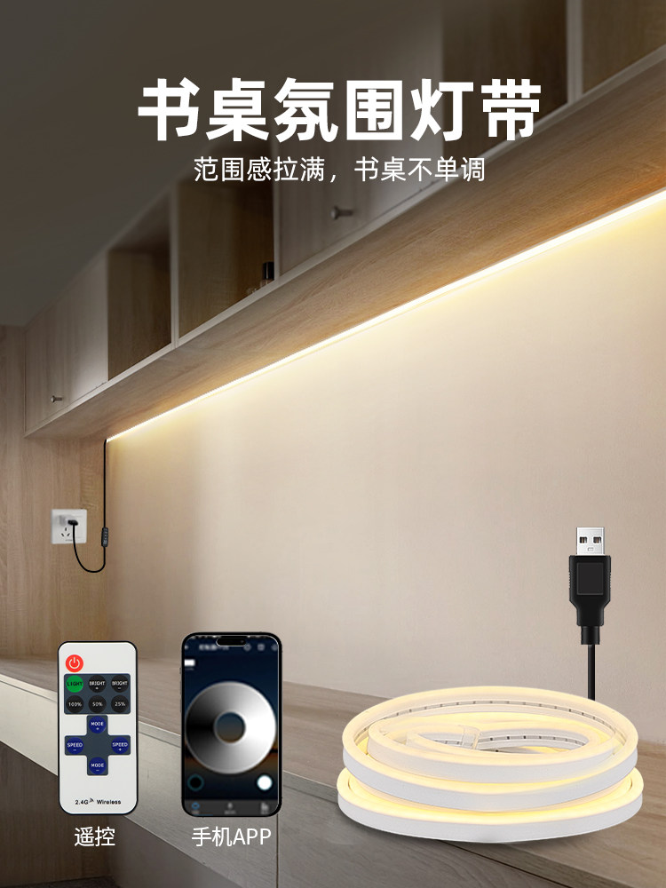 桌面气氛灯,天花板Led免安装,不干胶遥控器,USB插件,免夜灯,