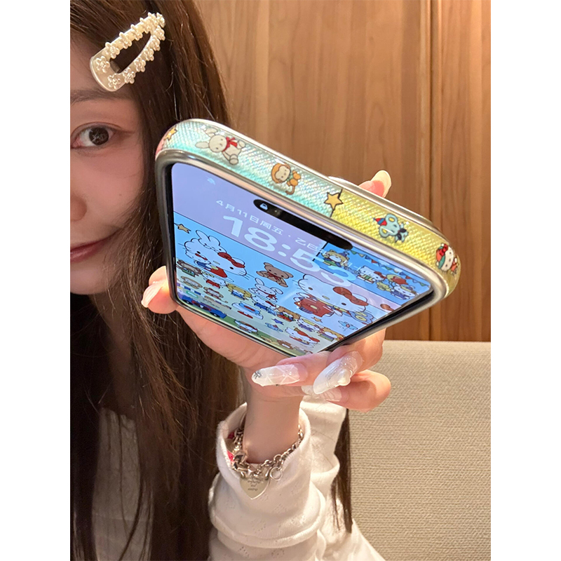 拼接色卡通可爱猫咪适用苹果16promax手机壳iPhone15女新款14网红16少女心13创意16Pro防摔15pro保护套ins风