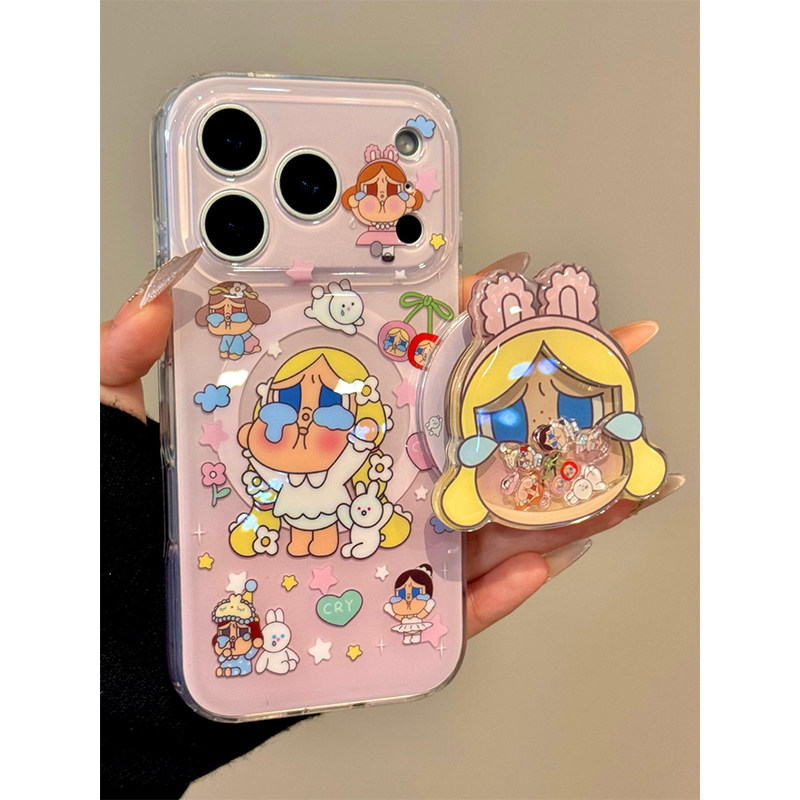 少女粉底卡通哭娃磁吸支架适用苹果17promax手机壳iPhone17女新款16可爱15网红14日韩16Pro防摔15pro保护套13,3C数码配件,手机保护套/壳,淘宝优惠券,粉丝福利购,淘宝优惠卷