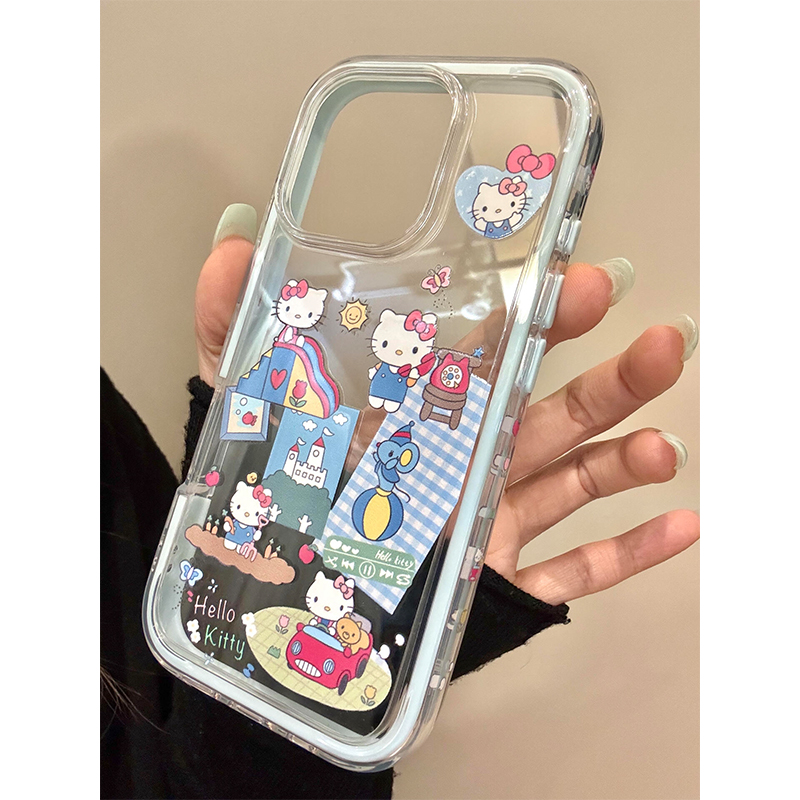 网红kitty猫游乐园滑滑梯适用苹果16promax手机壳iPhone15女新款14可爱13小众16创意16Pro防摔15pro保护套ins