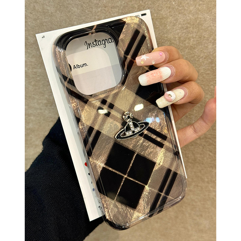 日韩ins个性菱格立体星球适用苹果16promax手机壳iPhone15女新款14高级感13时尚17小众16Pro防摔17pro保护套