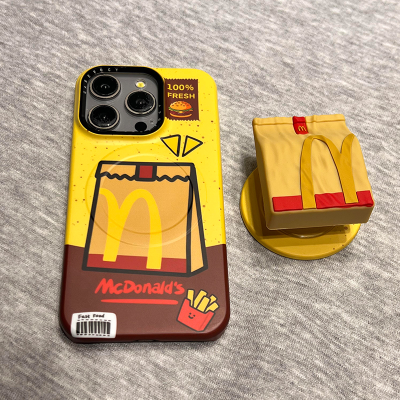 个性创意M记包装袋磁吸支架适用苹果17promax手机壳iPhone17女新款16小众15男14日韩16Pro防摔17pro保护套13