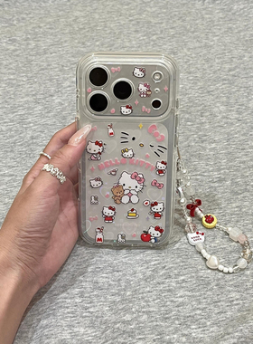 镭射爱心卡通可爱kitty猫适用苹果17promax手机壳iPhone17女新款16日系15少女17Pro防摔保护套16pro网红创意