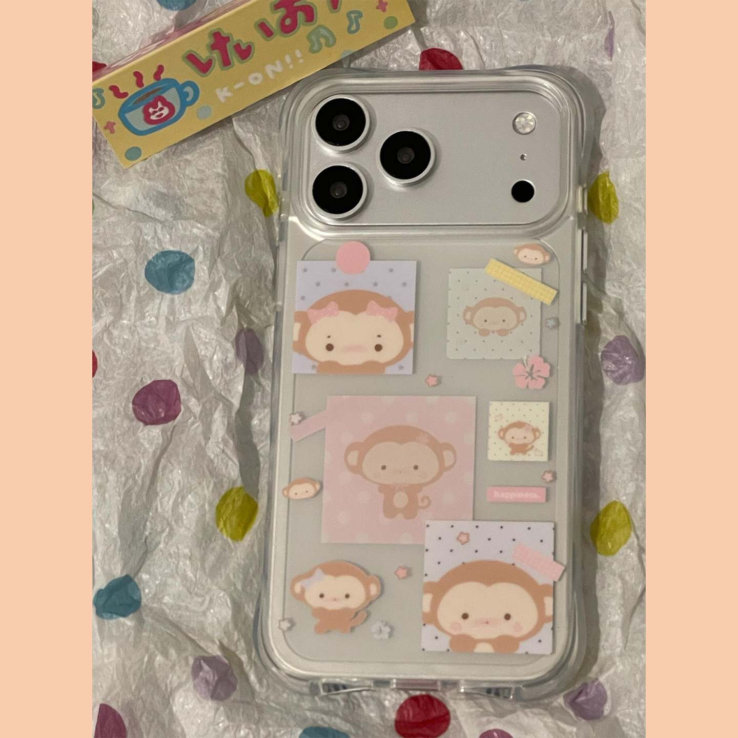 少女心可爱小猴子插画适用苹果18promax手机壳iPhone17女新款16卡通15日韩创意18Pro防摔17promax保护套16pro