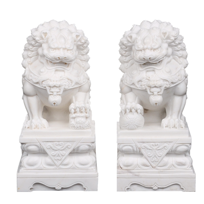 房山汉白玉精雕石狮子一对