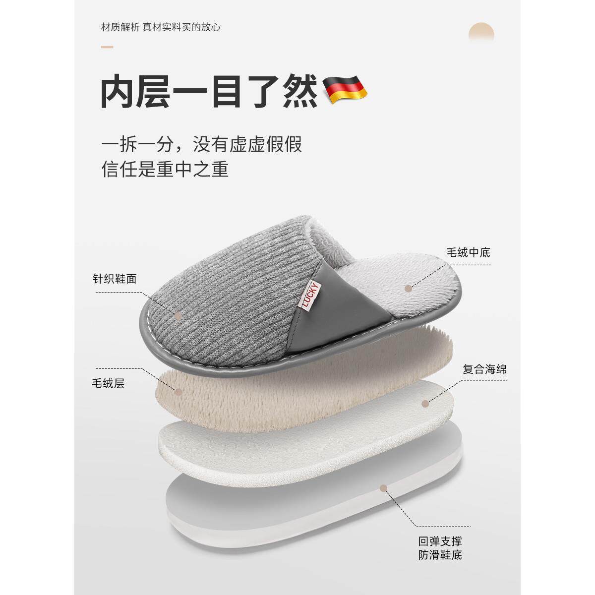 德冬国0242新天鹅绒冬季棉质拖鞋季室内家庭皆YPX防滑男女宜毛毛