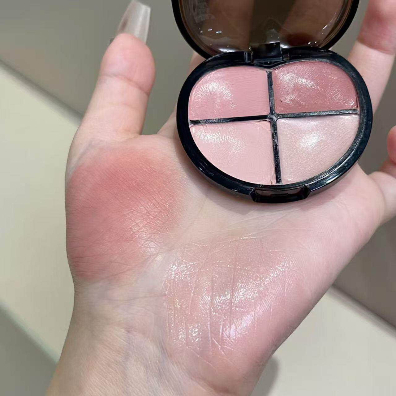 韩系水光腮红膏一盘多色蓬胀提亮气色自然元气腮红高光修容三合一