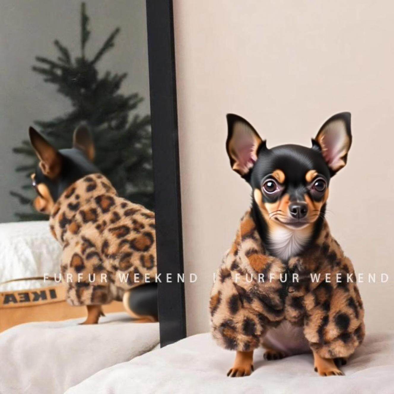 小鹿犬专用衣服小狗狗吉娃娃冬季冬天款保暖棉服棉袄皮草小体犬