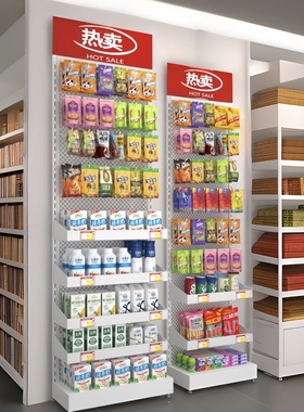 超市货架槟榔饮料架零食展示架化妆品口香糖药店端头柱子展示架子