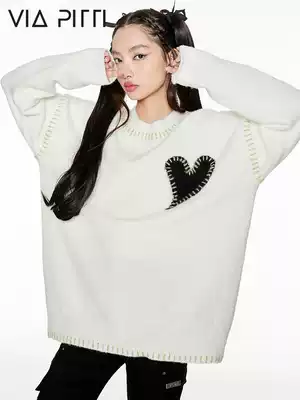 viapitti love sweater women's autumn and winter knitwear loose early autumn soft milk lazy top design