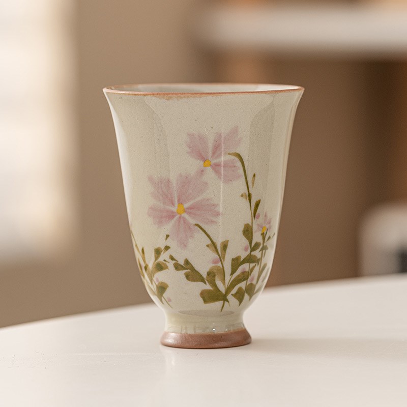 速发草木灰小雏菊闻香杯主人具功夫茶杯陶瓷茶杯品家杯茗用水杯子