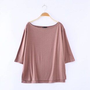 速发装字领中袖内色t恤春夏一外穿体恤白搭莫代尔打底衫