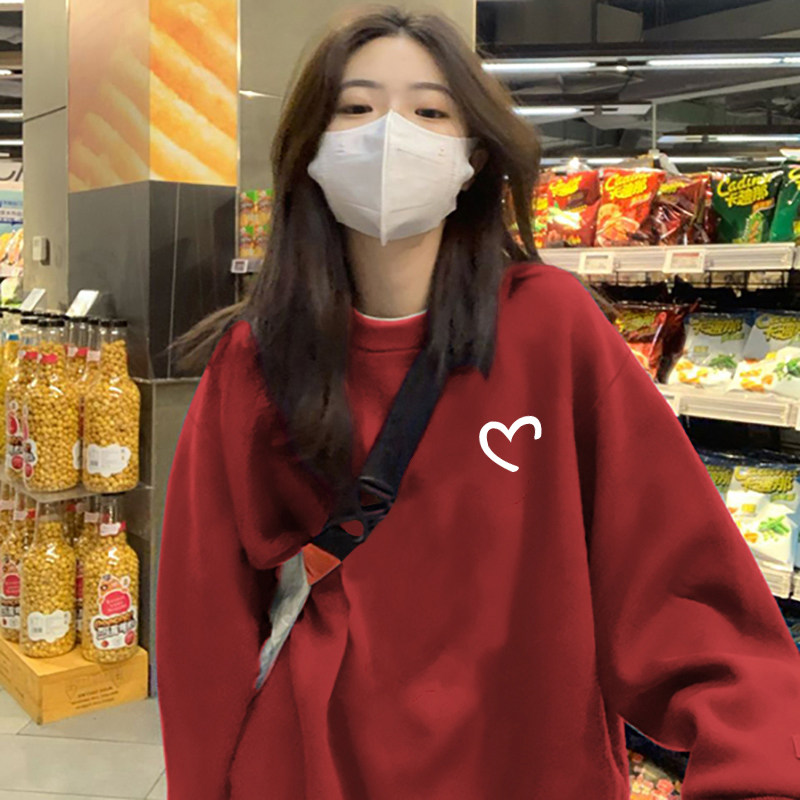 速发闺蜜装圆领卫衣overs加ze大季秋冬码i绒潮韩风简约上衣