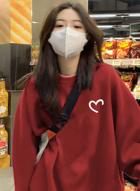 速发闺蜜装圆领卫衣overs加ze大季秋冬码i绒潮韩风简约上衣