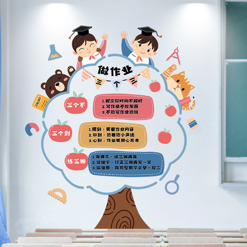 速发小学二年级教室装饰布置贴生间装饰贴画自粘班级卫化布置文纸