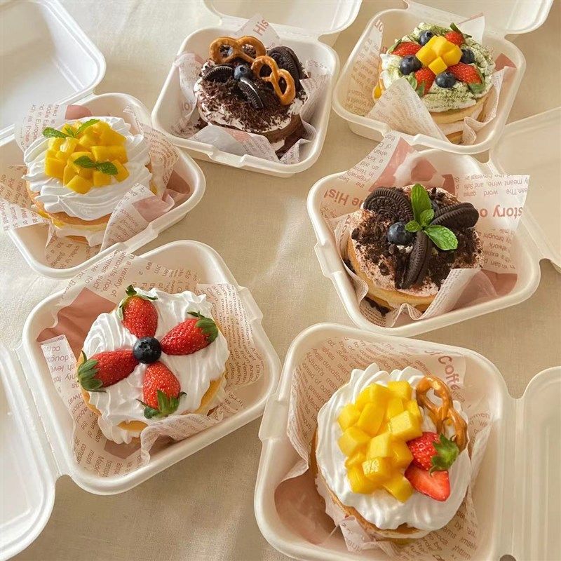 速发风手绘便卷蛋糕盒提拉米苏毛巾当包装盒打堡汉包纸浆盒子