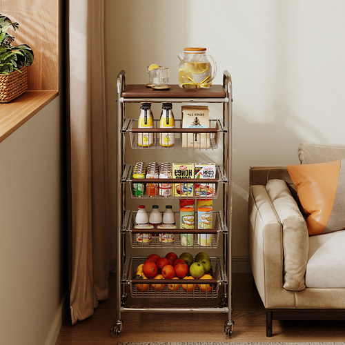 速发风收发边几移动置物高轻奢架级感复古小推车铁艺客厅移动沙纳