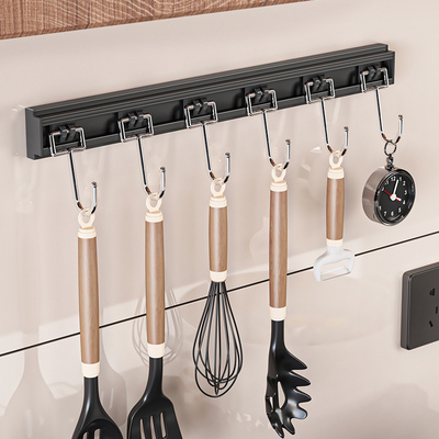 速发厨承橱纳滑动轨道挂钩免打孔强力房重锅铲勺子置物架收柜门后