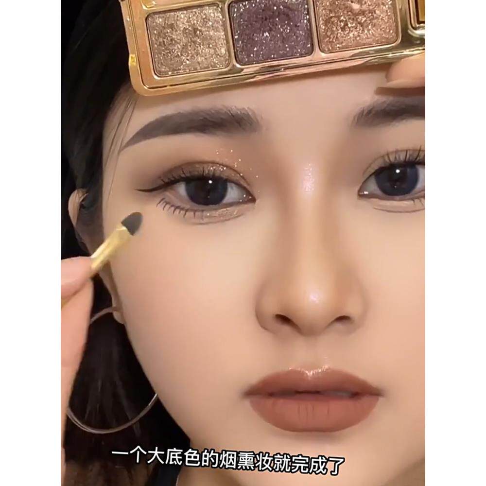 懒人三色眼影盘卡其大地色亮晶晶细闪平价新手初学者平价女学生党