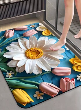 3D浴室地垫硅藻泥吸水防滑垫子卫生间厕所门口洗手间脚垫速干垫