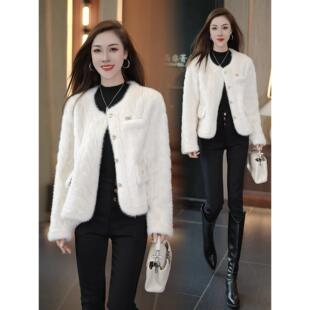 ROUMIKL时尚洋气短款毛绒外套女冬季新款时髦显瘦皮毛一体保暖彷