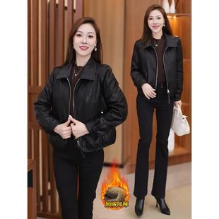 ROUMIKL时尚加绒短款皮衣外套女2025秋冬新款时髦洋气保暖PU皮夹