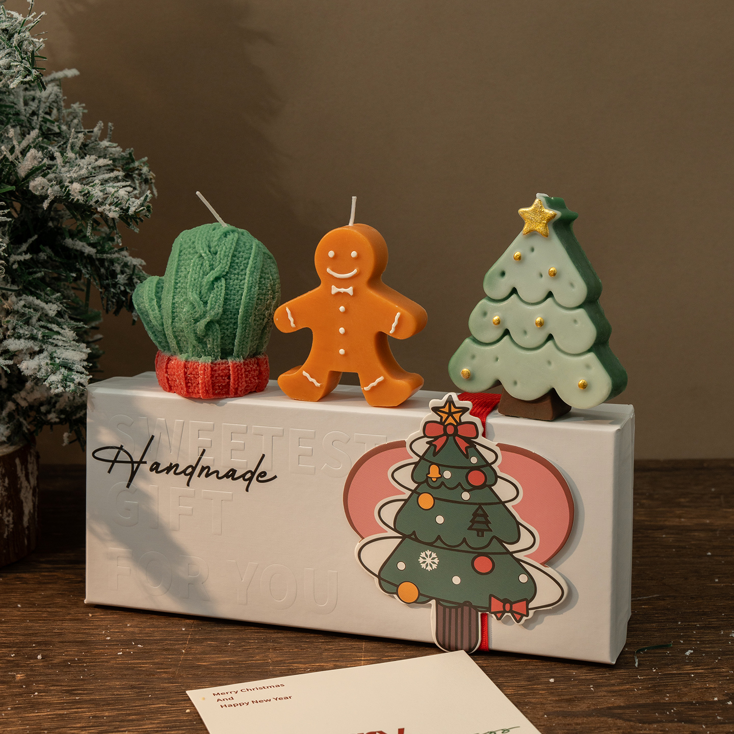 2025圣诞香薰蜡烛礼盒雪人姜饼人麋鹿圣诞节装扮小礼品桌面摆件