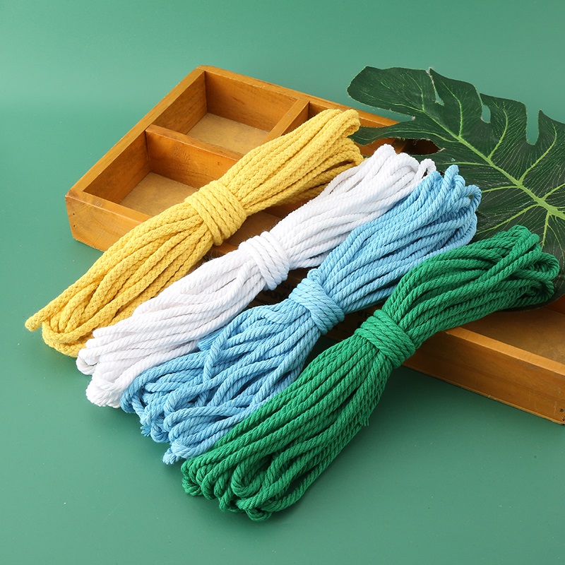 手工编织10米4mm粗彩色棉绳