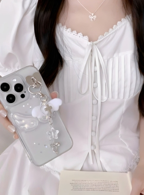 ins风立体天使翅膀手机壳适用于苹果17 16promax 15滴胶亮片iPhone14 13挂链12 xr xsmax保护套se2 6 7 8plus