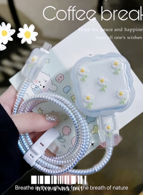 雏菊小花苹果40w动态充电器保护套适用iPhone17系列数据线16 15套