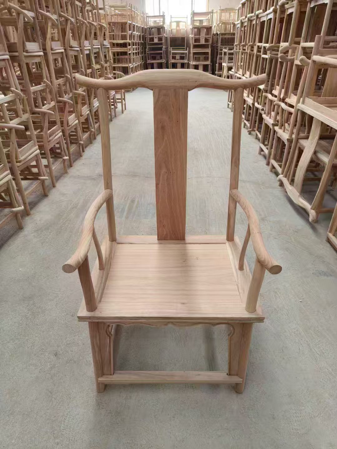 中式实木圈椅靠背椅榆木餐椅白胚圈椅官帽椅卷书椅太师椅