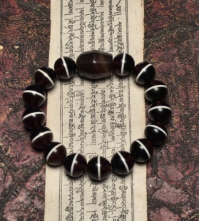 藏地瑜伽士修持【大尺寸爆老千系糖球玛瑙古珠】料器一线佛珠手串