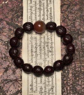 藏地瑜伽士修持【爆老千系糖球玛瑙古珠】顶配老龙眼佛珠手串