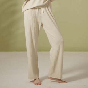 加长拖地裤 女秋冬高腰垂感外穿直筒裤 FAN慵懒风毛针织阔腿裤