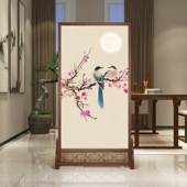 新中式 实木屏风客厅玄关入户遮挡隔断简约移动布艺座屏