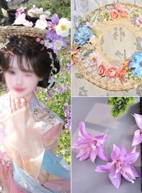 原创小唐风蓝色仙子斗笠百搭汉服