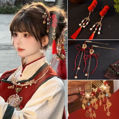 新年可爱糖葫芦红色发夹儿童头饰