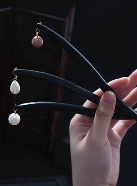 琉璃木簪珍珠链精致大气