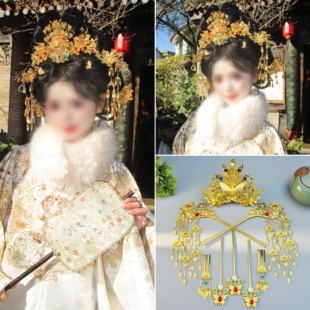 新款翘楚同款战国公主汉服发饰唐风发冠头饰古风手工宫廷华丽发饰