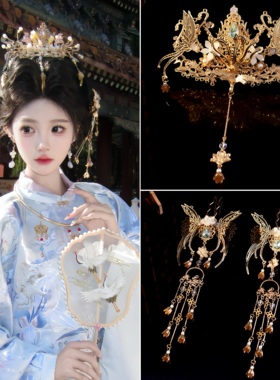 古风原创流苏明制发饰汉服敦煌头饰发簪宫廷仙气仙侠配饰百搭发冠