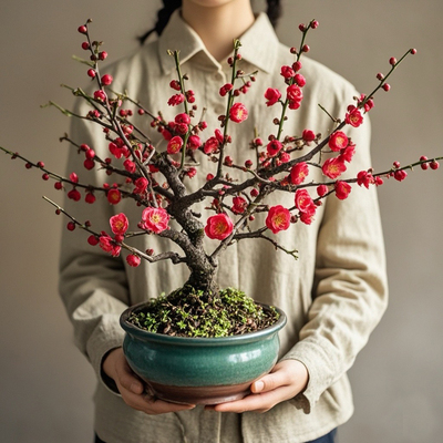 红梅花盆栽树苗室内外阳台花卉庭院地栽四季耐寒植物老桩盆景腊梅