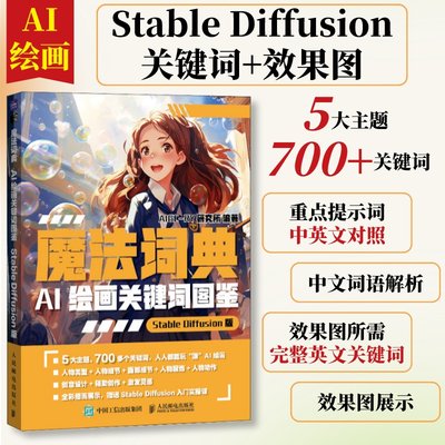 【sd描述词】ai绘图绘画描述词 魔法词典 AI绘画关键词图鉴StableDiffusion版 ai绘图绘画软件 二次元绘画AIGC sd教程书