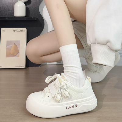 人本可爱女鞋魔术贴小白鞋女
